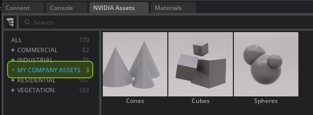 NVIDIA Assets browser