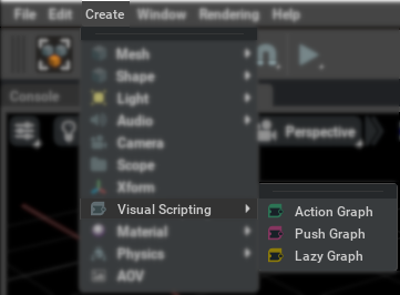 Visual Scripting in the Create Menu