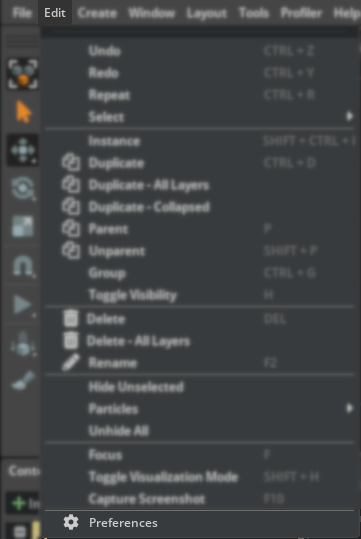 Edit Preferences Menu