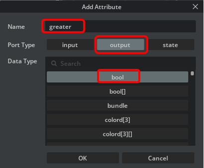 An output being added to a script node in the property panel