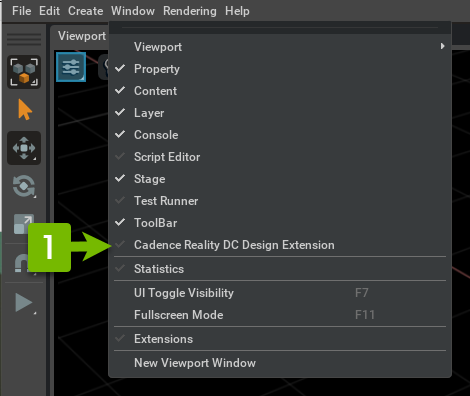 Cadence Reality DC Design Extension Menu