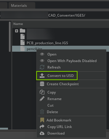 CAD Converter Import through the Content Window