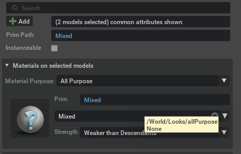 Multi-selection, All Purpose, mixed materials with tooltip