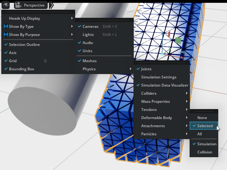 Deformable body debug visualization