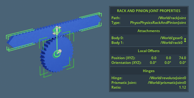 Rack and pinion joint visualization