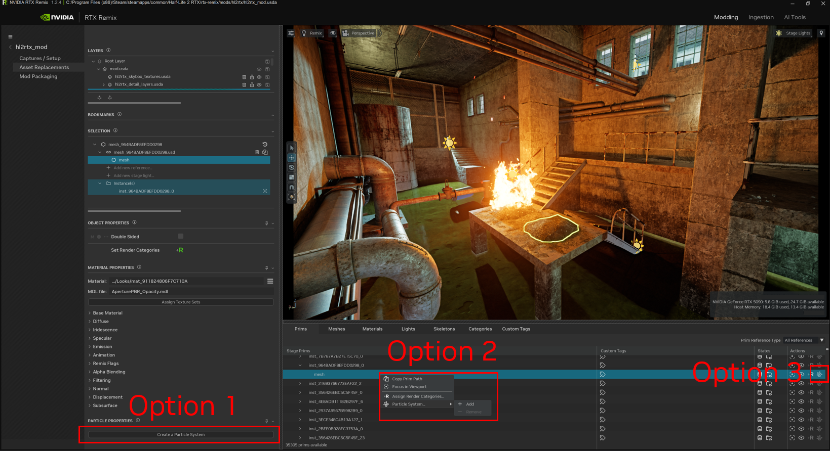 Remix Particle Creation Options
