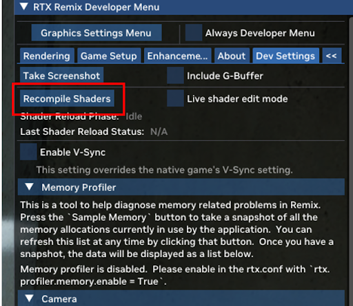Recompile shaders