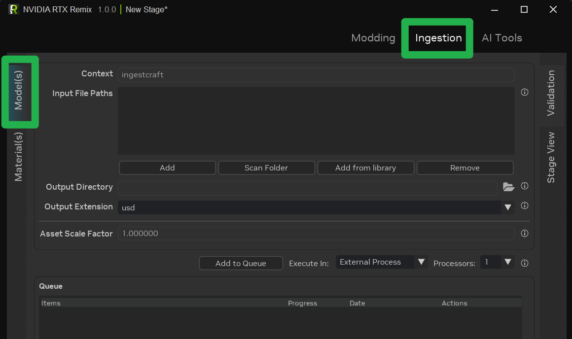 Ingestion Tab