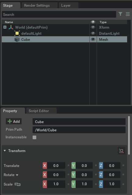 cube with no usd transform