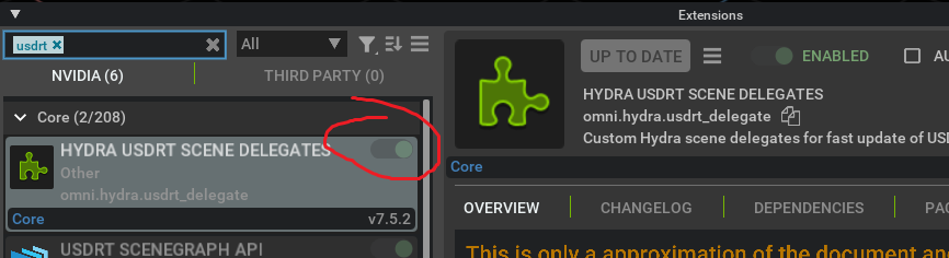 Enable HYDRA USDRT SCENE DELEGATES extension