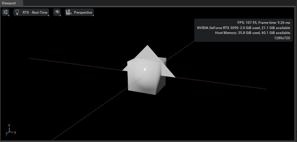 A cube and triangle in the Kit viewport