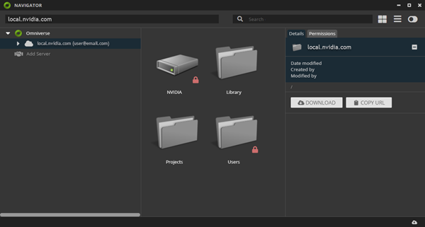 Omniverse Nucleus Navigator Client