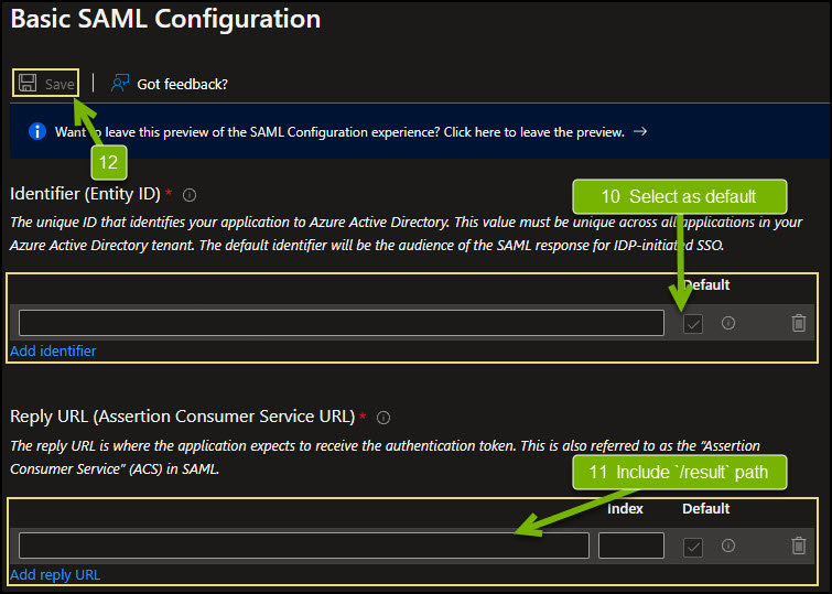 Azure Basic SAML