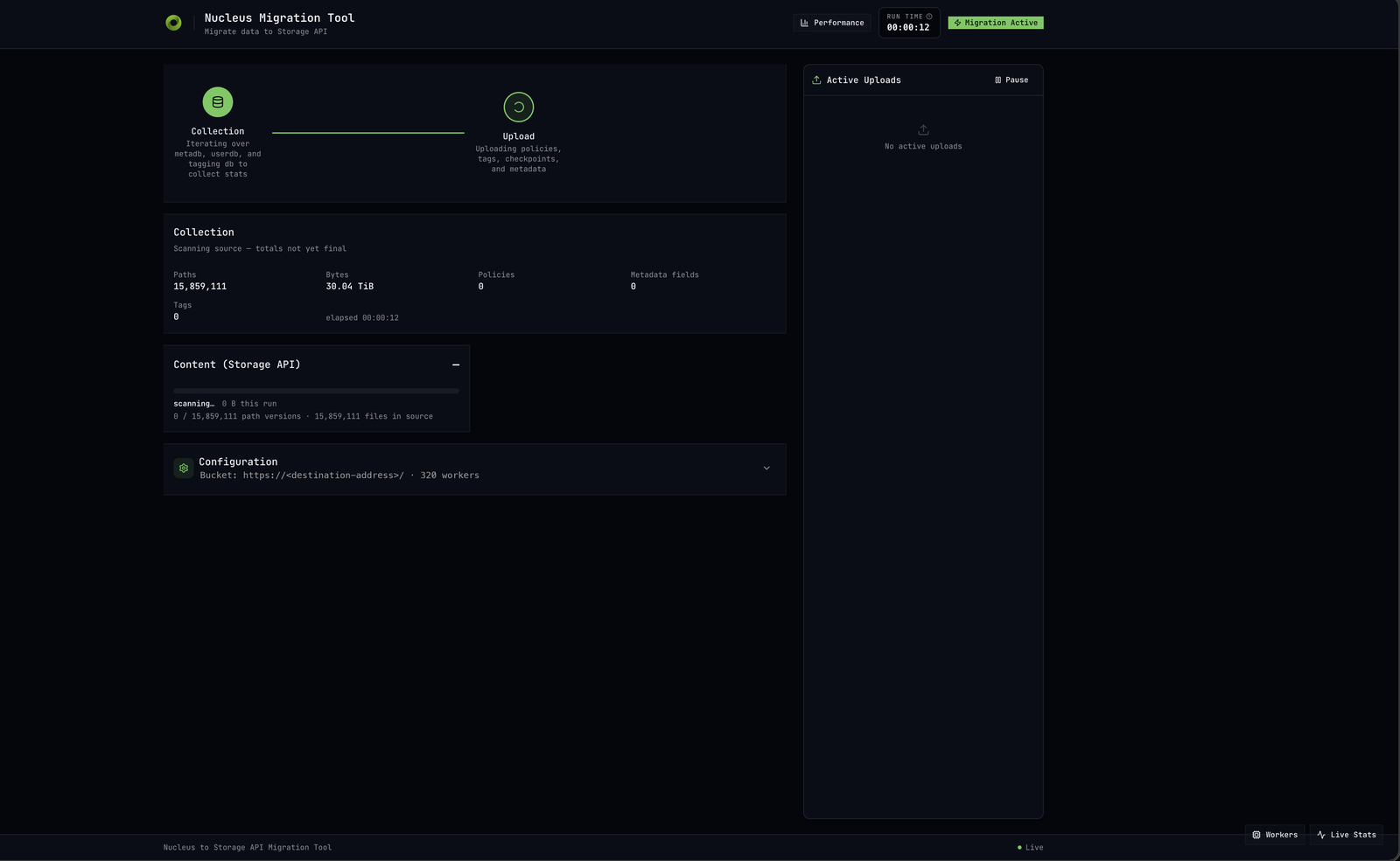 Dashboard during the Collection stage with running totals