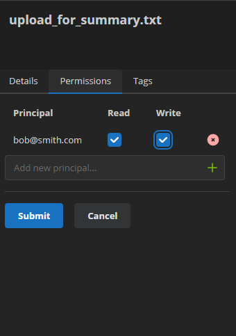 Navigator Permissions Panel