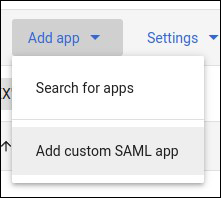 Google SSO SAML App Menu