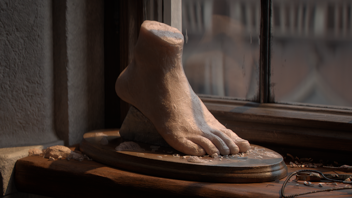 da Vinci Workshop Foot Sculpture Render
