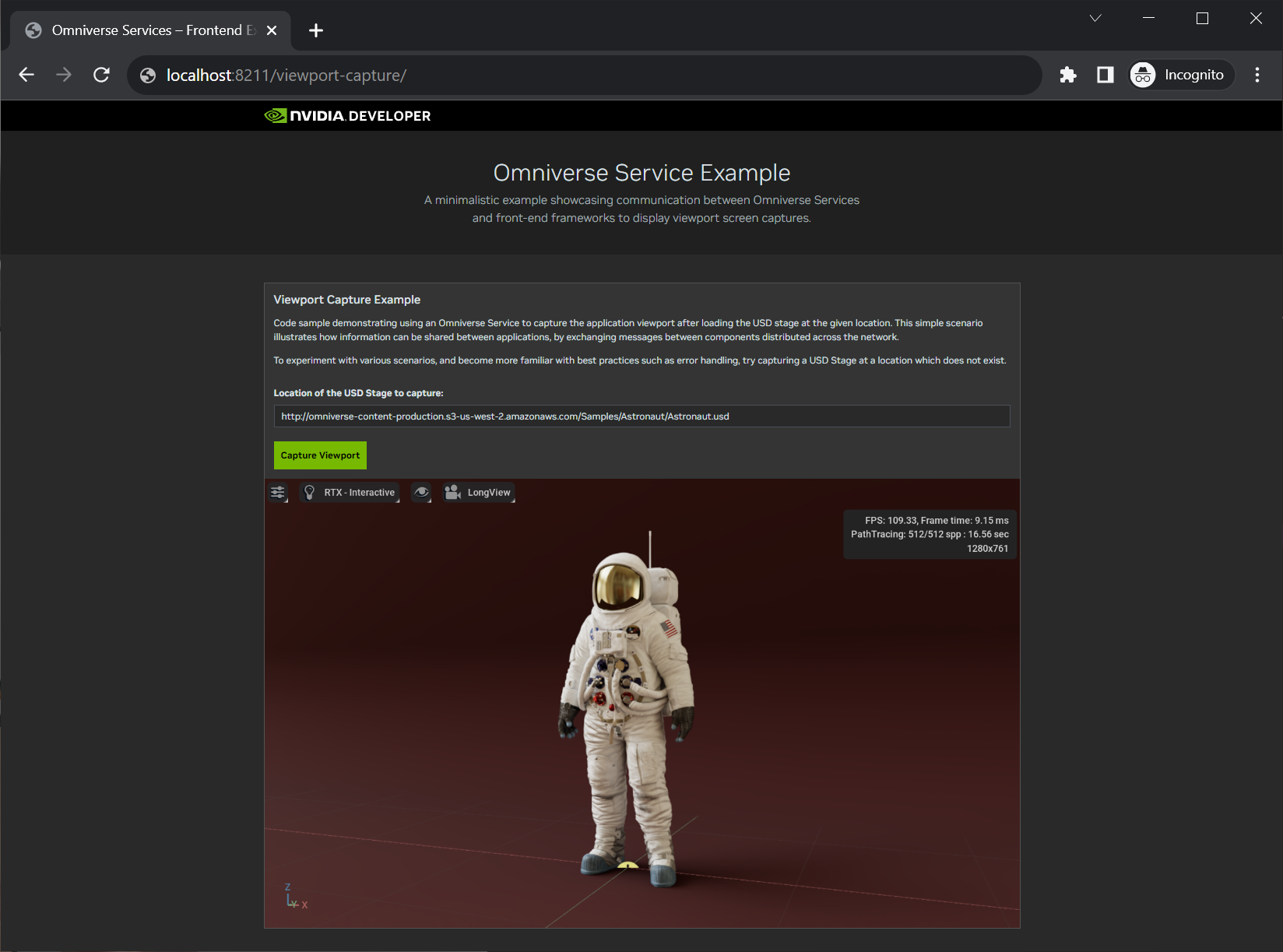 Omniverse Services frontend sample