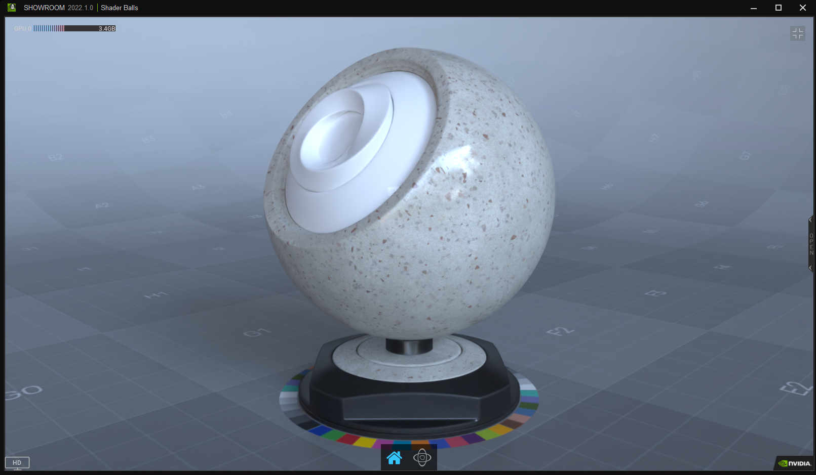 Demo animation with various materials rendering on a ball
