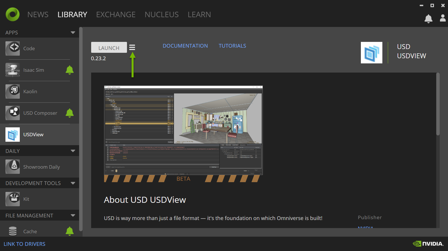 USDView Settings in the Omniverse Launcher