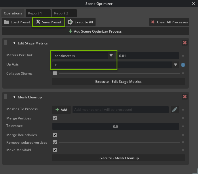 Scene Optimizer Cad Ingest Preset