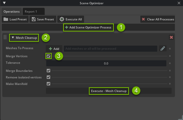 Scene Optimizer Mesh Cleanup